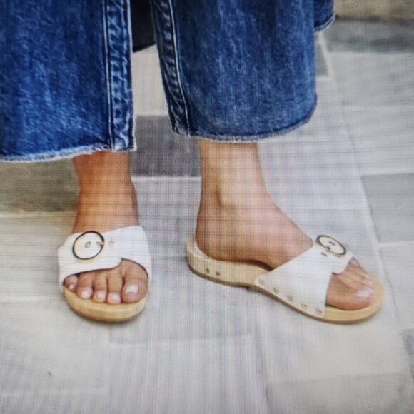 Anthropologie Beek Woodstar Slide Clogs. Leather. Cream/Off white. NWT. Size 9 - Picture 2 of 9